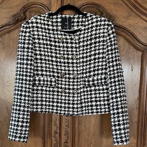 Women's Black and White Houndstooth Jacket